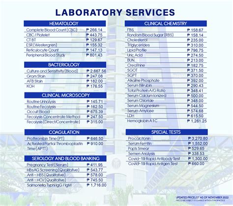 united diagnostic laboratory price list